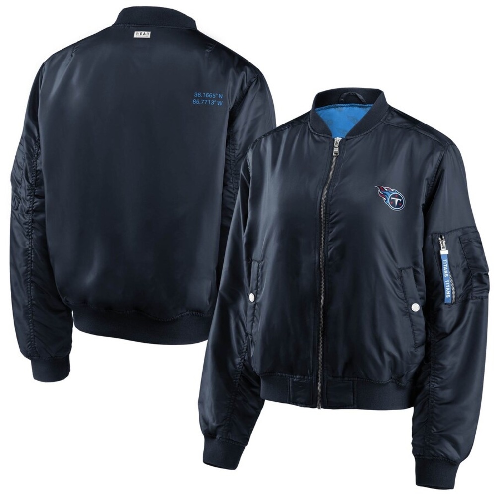 Tennessee Titans WEAR by Erin Andrews Women's Bomber Full-Zip Jacket - Navy